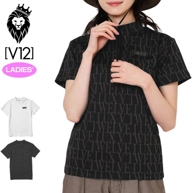 V12 ゴルフ レディース 半袖 モックネック シャツ LX ALL LETTER MOCK