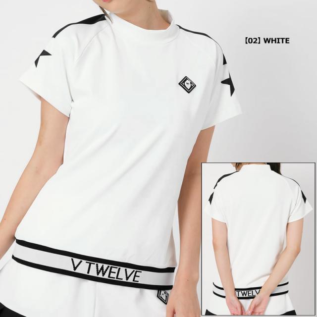 V12 ゴルフ レディース 半袖 モックネック シャツ RIB SLEEVE STAR