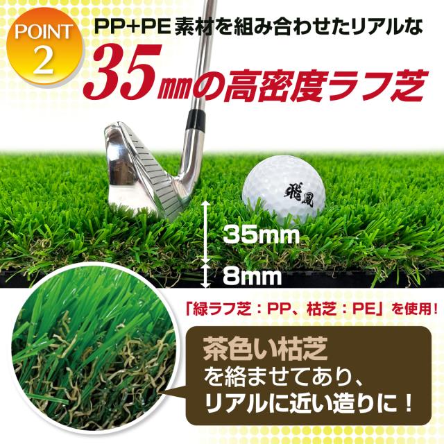 バンカーの目玉のように埋まる高密度ラフ芝