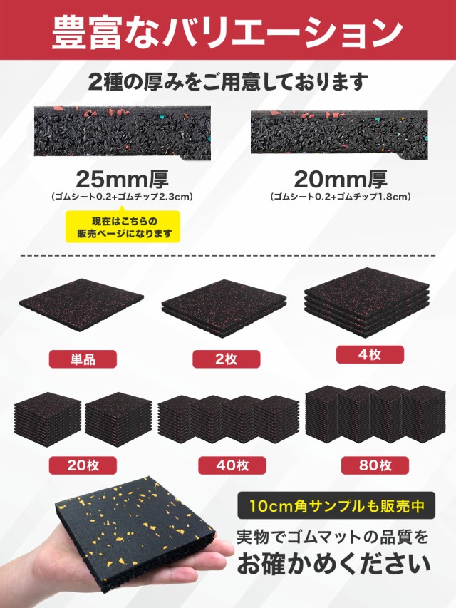 ゴムマット ジムマット 25mm 4枚セット 衝撃吸収 防音 防振