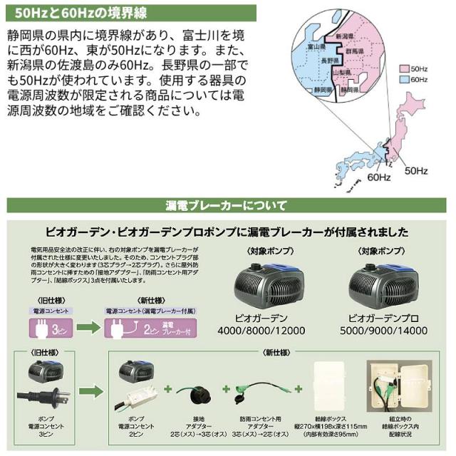 ビオガーデンポンプビオトープ50hz60hz対応漏電ブレーカー付