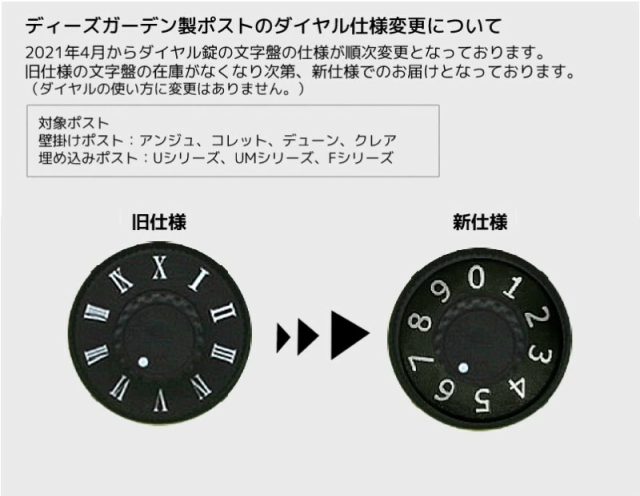 ポストダイヤル錠仕様変更のお知らせ