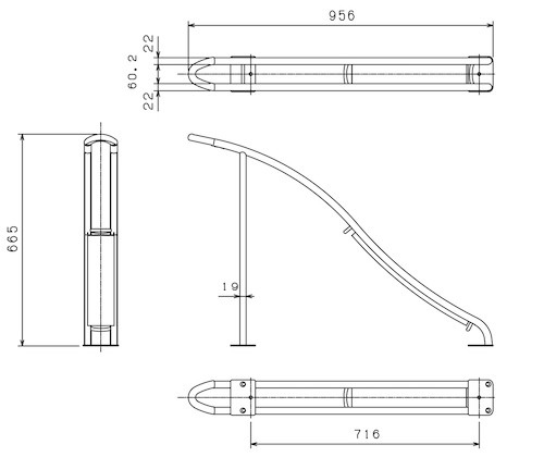サイクルラックの寸法図
