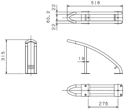 サイクルラックの寸法図