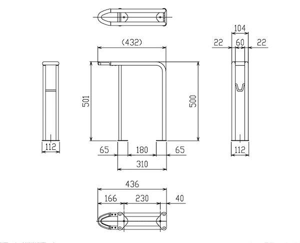 サイクルラックの寸法図