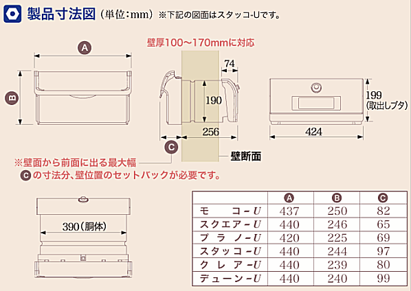 スクエア-Uのサイズ