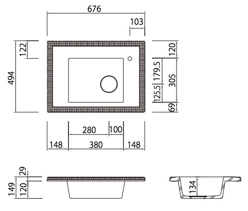 シンクトップのサイズ