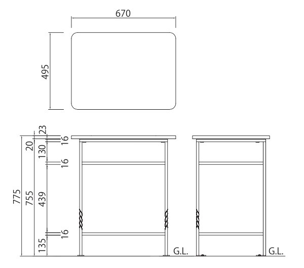 ガーデンテーブル・ロココのサイズ