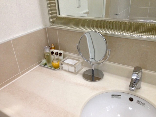 洗面所に拡大鏡