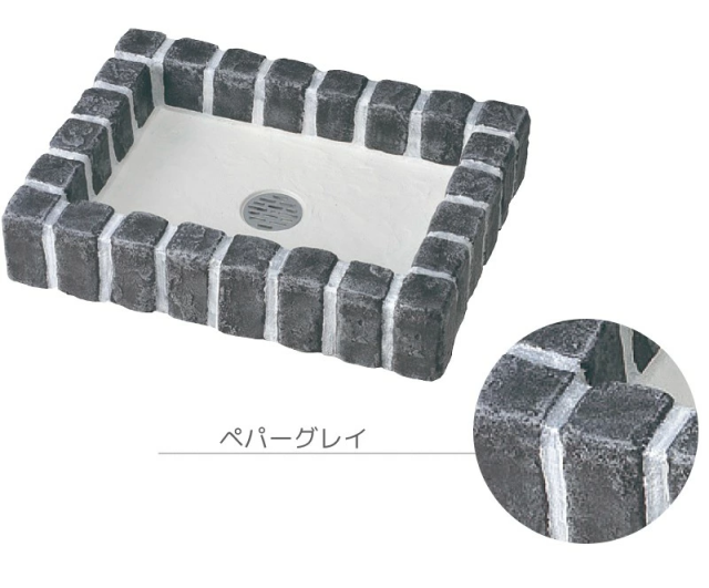 おしゃれ立水栓アンティークレンガカラーグレー