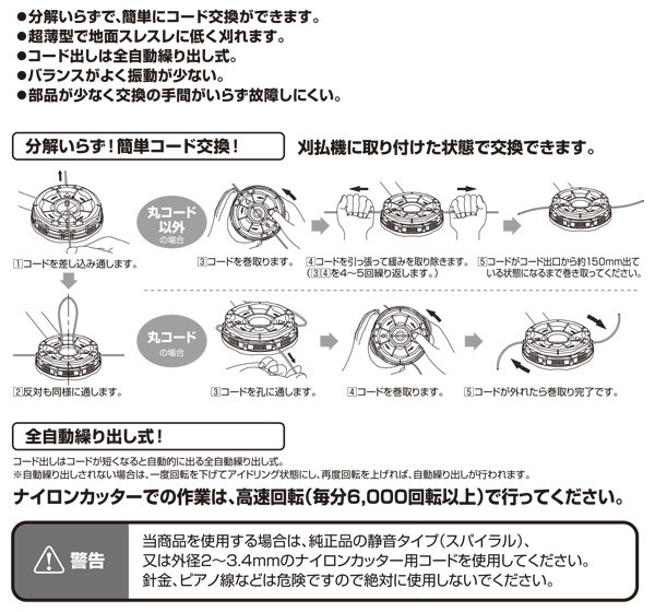 【人気商品】山善 刈払機用 叩けば出るナイロンカッター 取付穴25.4mm ナイ