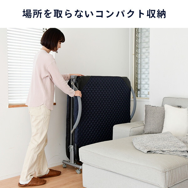 折りたたみベッド ネイビー 折りたたみベッド シングル ネイビー 組み立て不要 折りたたみ