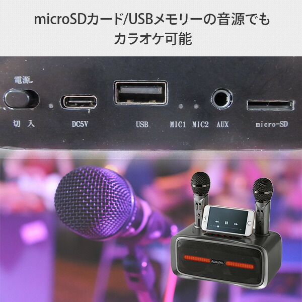 カラオケ　スピーカー　Bluetooth ワイヤレススピーカー ワイヤレスマイクスピーカー マイク2本付き カラオケ ST-2028
