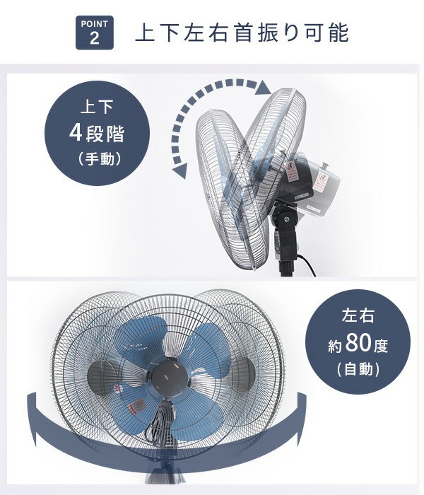 工場扇 工業扇風機 スタンド式 45cm 大風量 TSE-45P アッシュ