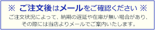 注文後はメールをご確認下さい