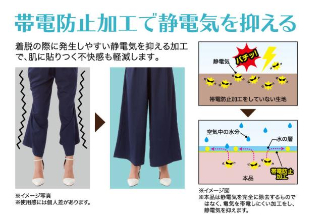 帯電防止 静電気防止 ペチコート すそあげ ガウチョパンツ ワイドパンツ 裾上げ レディース下着 透け防止