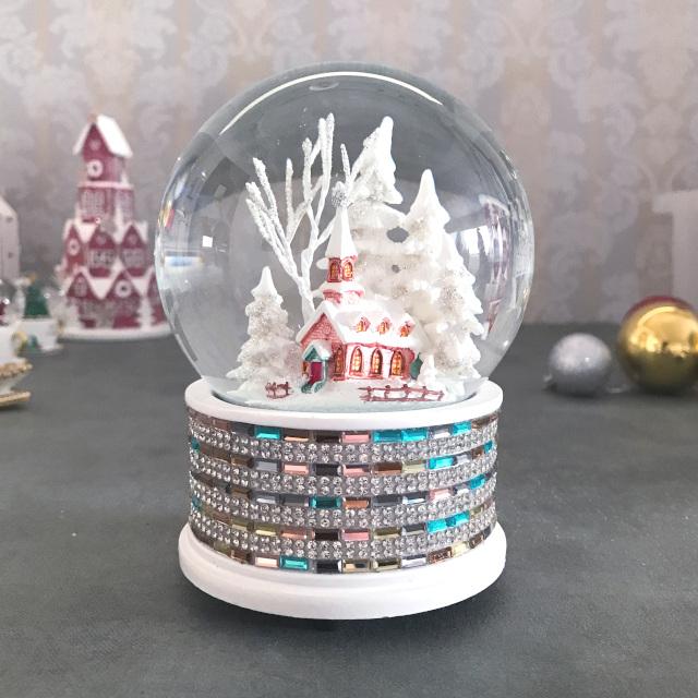 ハルモニア　チャーチツリー　スノードーム スノードームオルゴール/トレジャーバッグツリー｜クリスマス