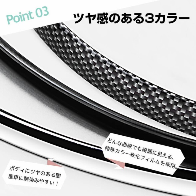 即納 フェンダーモール +9mm 全長6.5m 汎用 ブラック メッキ