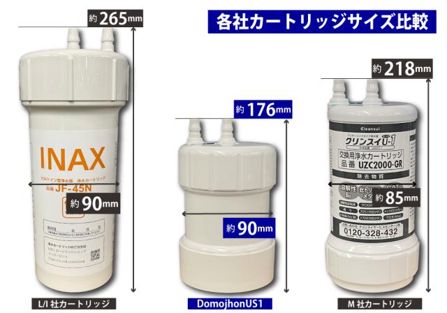 三菱ケミカルクリンスイ社製品と互換性のある交換カートリッジ　サイズ