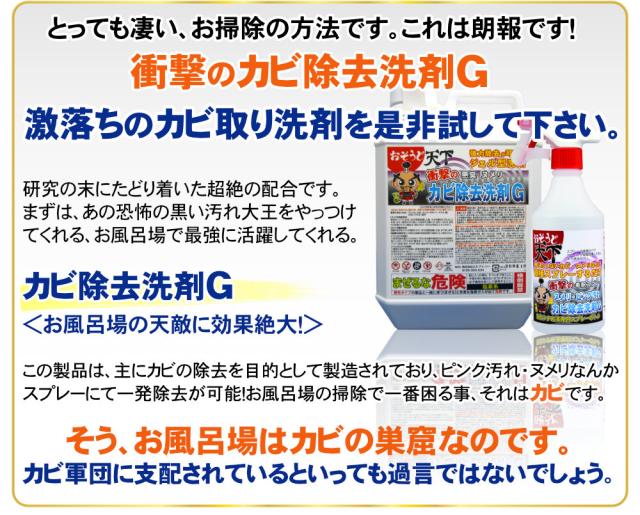 おそうじ天下カビ除去洗剤G(2L)の絶大なカビ取り効果
