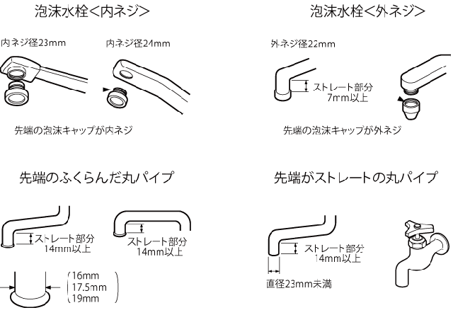 取り付け出来る蛇口