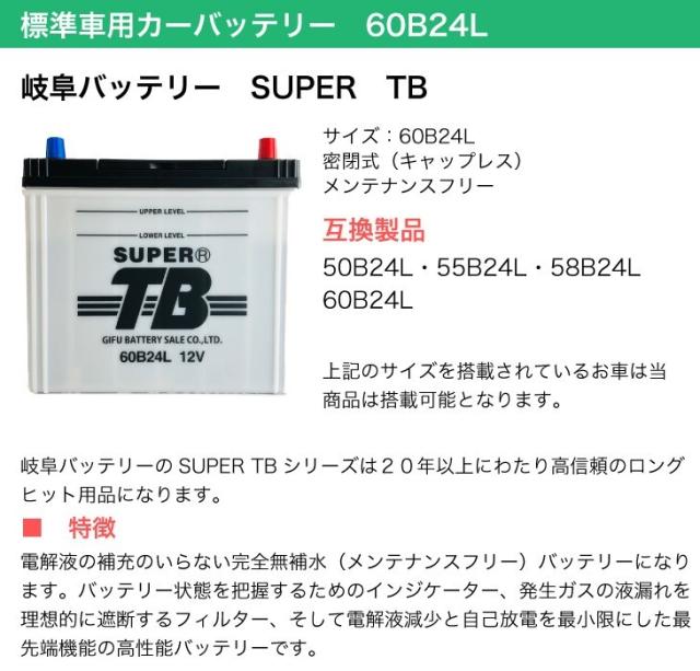標準車用カーバッテリー 60B24L
