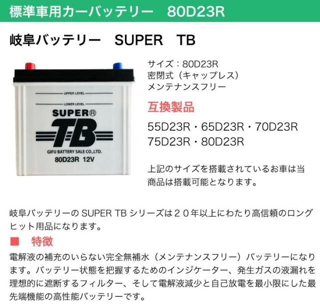 標準車用カーバッテリー 80D23R