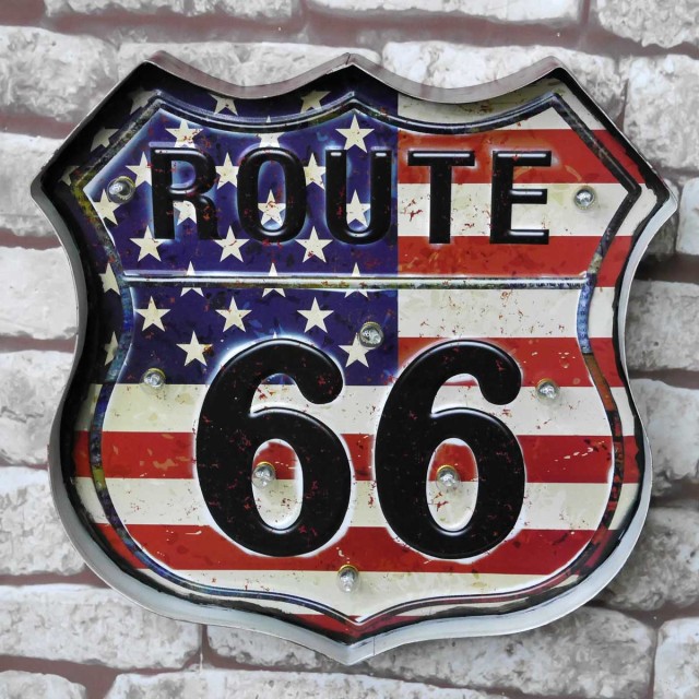 ブリキ 立体看板 ウォールサイン アメリカンレトロ アメリカ雑貨 電球付 Route66 ルート66 USA アメリカ国旗 【BR-23】の通販はau  PAY マーケット WORLD NET au PAY マーケット－通販サイト