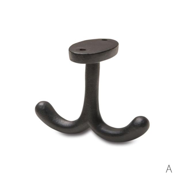 壁掛け フック アイアンフック ハンガー シングル ダブル 二股 黒 ウォール アンティーク風 壁 耐荷重量6 7kg 天井 マーケティング