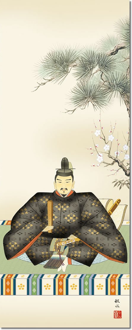 天神様掛軸 天神 浮田秋水 尺三 床の間 掛け軸 モダン 和室 ネットショッピング 初節句 お祝い モダン 表装 オシャレ 掛け軸 掛け軸 新年 道真公1mc4 037
