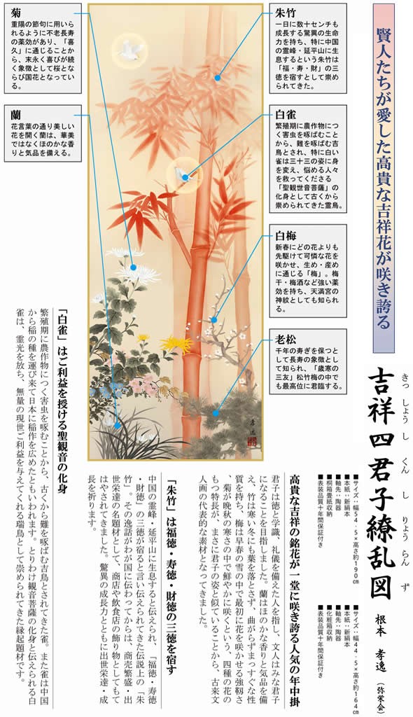 超目玉 期間限定 掛軸 掛け軸 吉祥四君子繚乱図 根本孝逸 縁起開運画掛軸送料無料 小さめ尺三 化粧箱 緞子 床の間 和室 飾りmd5 049n メーカー希望小売価格から30 Off Mawaredenergy Com