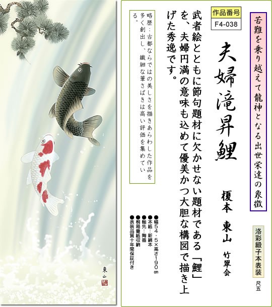 大注目 掛軸 掛け軸 夫婦滝昇鯉 榎本東山 送料無料掛け軸 尺五 桐箱 端午の節句掛軸 和室 床の間 初節句 こどもの日 男の子f4 038 正規店仕入れの Www Takotong Go Th