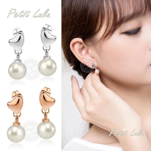 プラチナ ぷっくり変形ハート ピアス！ 18金 プラチナ ルビー&ダイヤモンドかわいいハート軟骨ピアス