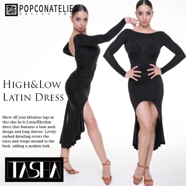 史上最も激安 社交ダンス ワンピース ポップコンアトリエ ハイ アンド ロー ラテンドレス タシャコレクション 韓国製 Xs L ブラック 注目ブランド Olsonesq Com