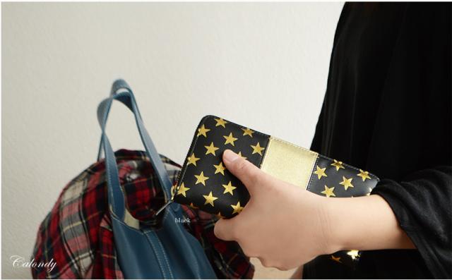 送料無料 財布 レディース 長財布 calondy -カロンディ- 革財布 可愛い 本革 星柄 大容量 誕生日 記念日 ギフト プレゼント