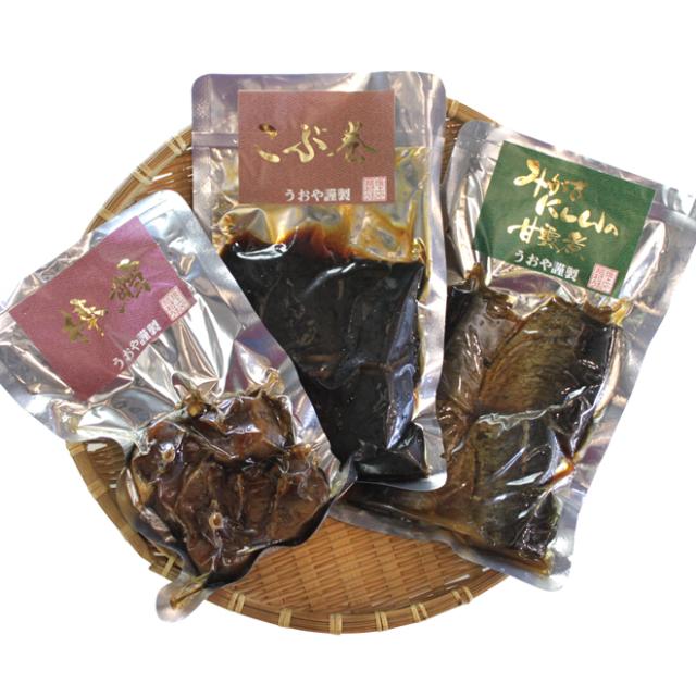 特撰三品Ａ（昆布巻、棒だら煮、みがきにしん甘露煮）