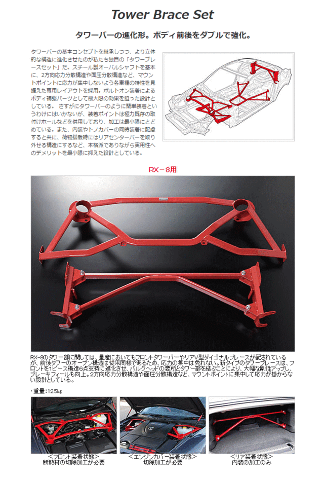 AutoExe オートエクゼ MSY480 タワーブレースセット RX-8（SE3P）用の