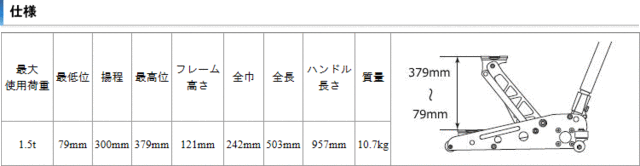 アルミジャッキ 能力1.5t MASADA マサダ SJ-15AL の通販はau PAY マーケット Car Parts Shop MM au  PAY マーケット－通販サイト