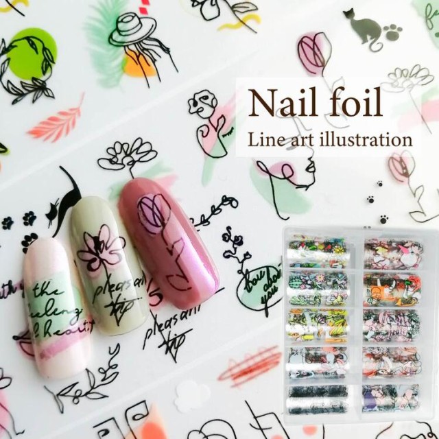 ネイルホイル 一筆書き 全10色セット ネイルアート 転写ホイル ピープル 顔 アート ジェルネイル セルフネイル おすすめ レジン デコ｜au  PAY マーケット