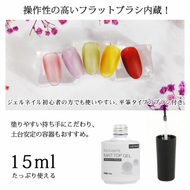 ジェルネイル マットトップ ノンワイプ 15ml ポリッシュタイプ