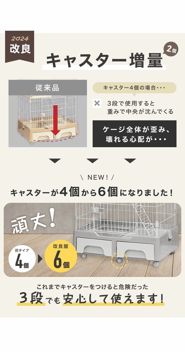 キャットケージ トイレ付き 3段 【収納トイレで砂が飛び散りにくい猫ケージ】の通販はau PAY マーケット - Livhouse au PAY  マーケット店 | au PAY マーケット－通販サイト