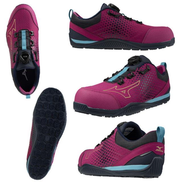 ミズノ mizuno 安全靴 作業靴 オールマイティ 【F1GA2413】 TD2 51L BOA | かっこいい おしゃれ カジュアル ボア ダイヤル メンズ レディース 大きいサイズ 履きやすい 痛くなりにくい 通気性 29.0cm 青 ピンク