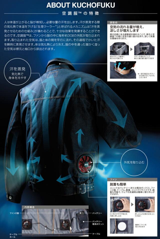 空調服(R)】綿薄手脇下マチ付き 空調服(R)（服のみ単品）品番KU91900