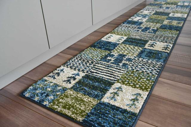 キッチンマット青