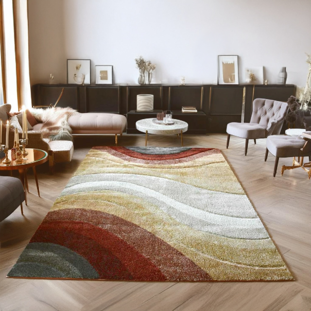 オレンジベージュ系ラグ