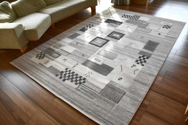 ウール ラグ グレー