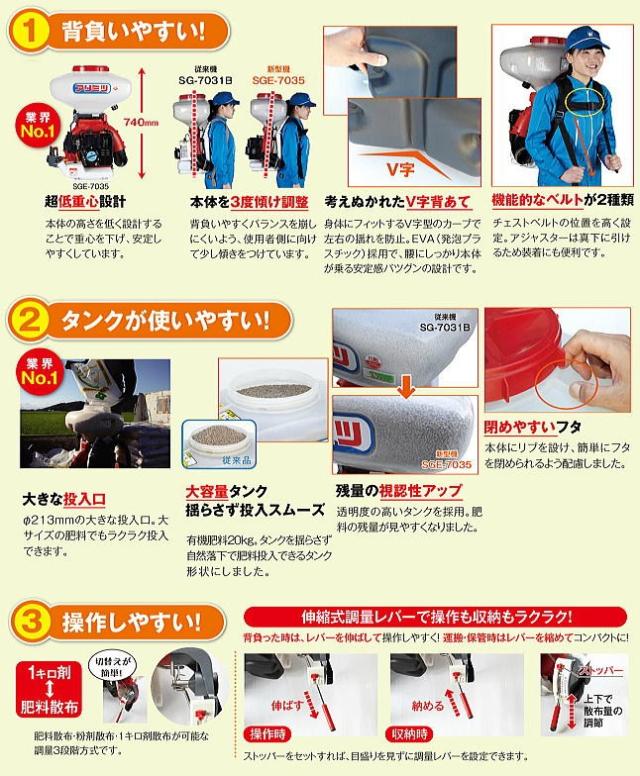有光工業 動力散布機 SGE-7020 排気量53.2cc タンク容量 20Lの通販はau 