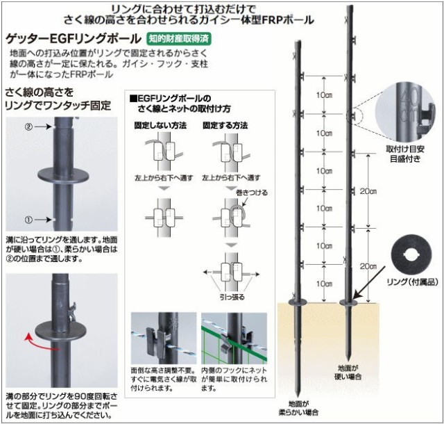 特売] 末松電子製作所 電気柵セット イノシシ用EGFリング500mセット