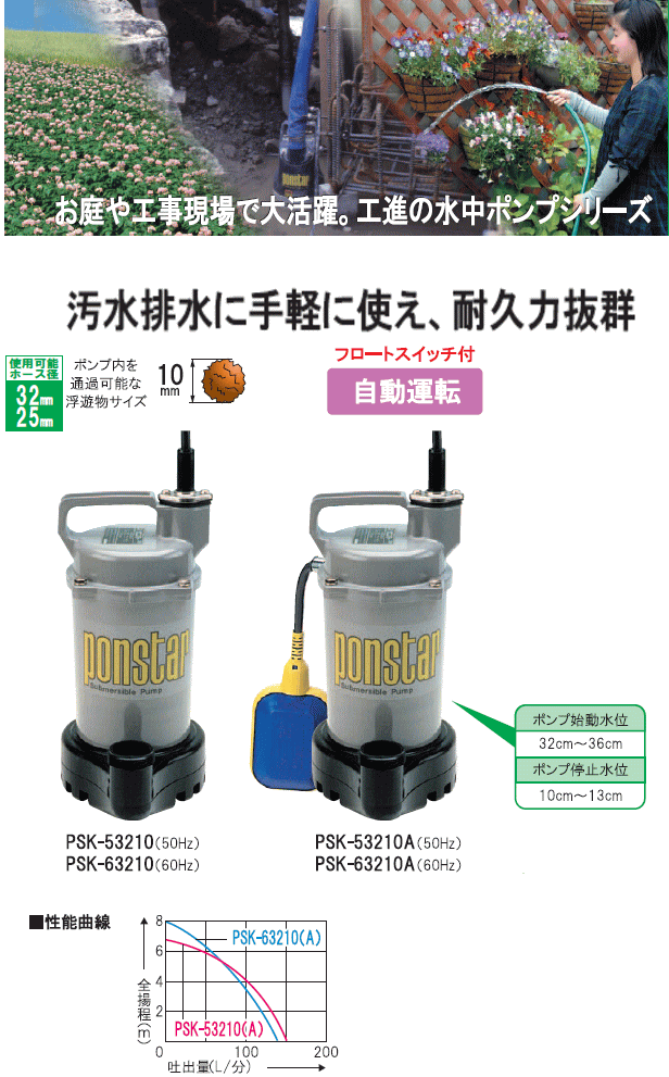 New限定品 工進 簡易汚物用水中ポンプ ポンスター Psk 60hz用 驚きの安さ Www Meaame Com