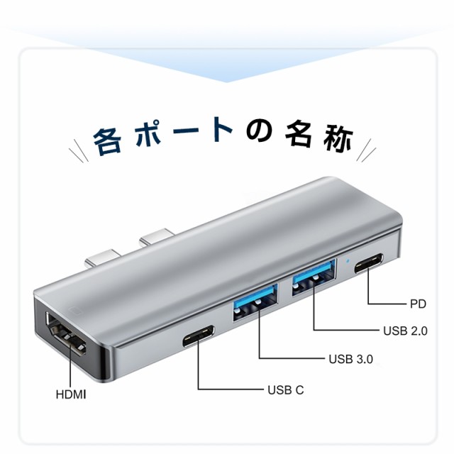 USB C ハブ 5in1ハブ ドッキングステーション 変換アダプター 4K HDMI